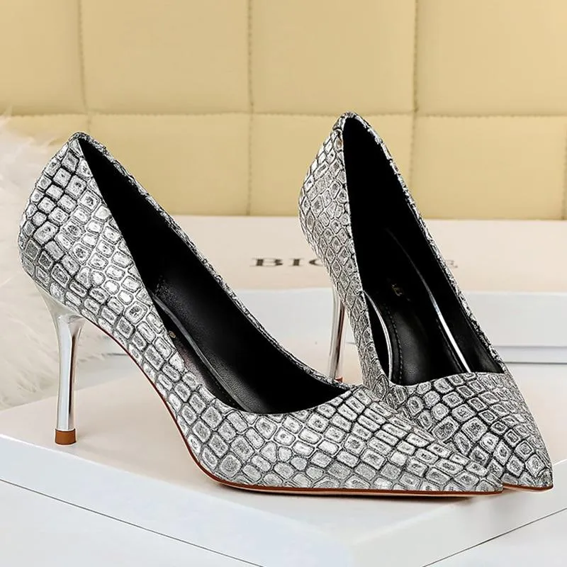 8.5cm High Heels Nightclub Pumps with Bling Glitters for Women