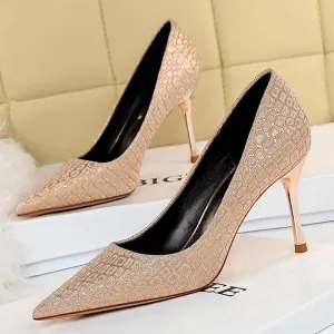 8.5cm High Heels Nightclub Pumps with Bling Glitters for Women