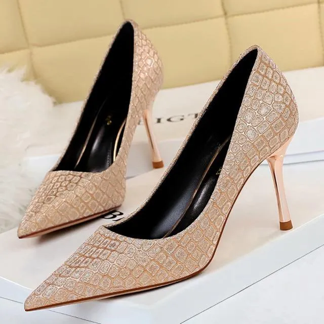 8.5cm High Heels Nightclub Pumps with Bling Glitters for Women