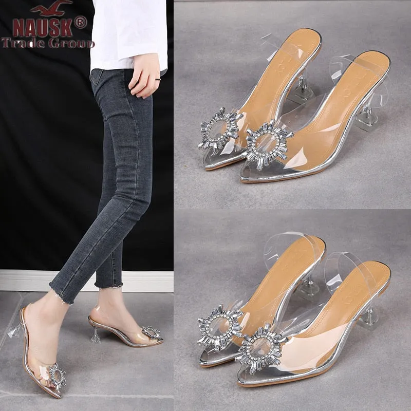 Amozae Luxury Women Pumps   Transparent High Heels   Pointed Toe Slip-on Wedding Party Brand Fashion Shoes For Lady PVC