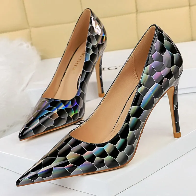 Amozae-Women Escarpins 9.5cm High Heels Plus Size Pumps Lady Fetish Pleaser Heels Wedding Bridal Stripper Nightclub Designer Shoes