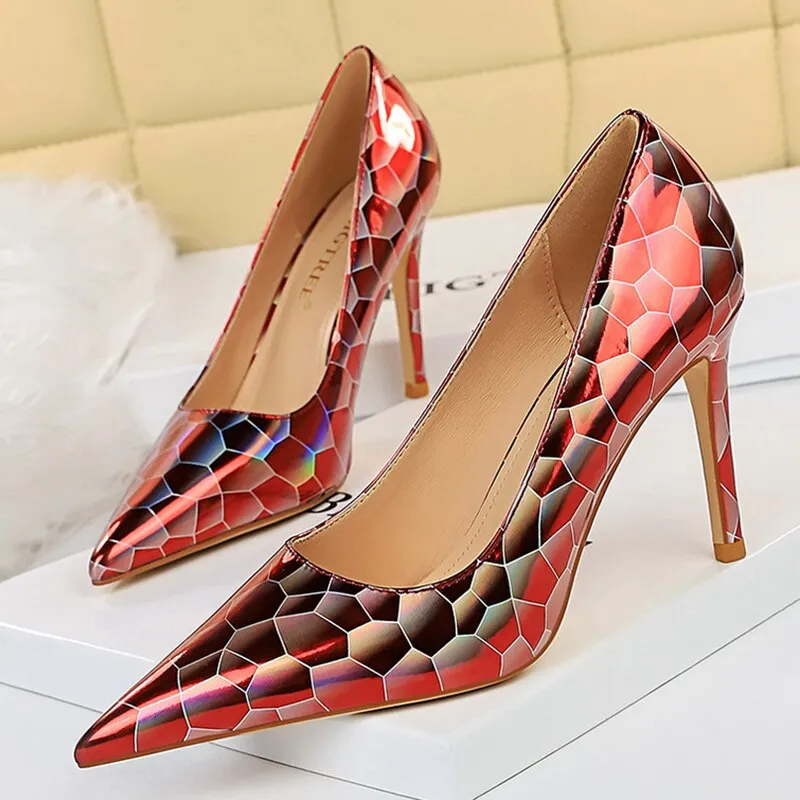 Amozae-Women Escarpins 9.5cm High Heels Plus Size Pumps Lady Fetish Pleaser Heels Wedding Bridal Stripper Nightclub Designer Shoes