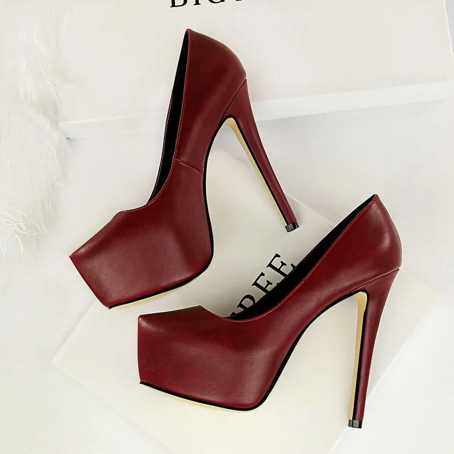 Amozae-Women Extreme 13.5cm High Heels Platform Pumps Lady   Heels Burgundy Pumps Pole Dance Escarpins Fetish Stripper Shoes