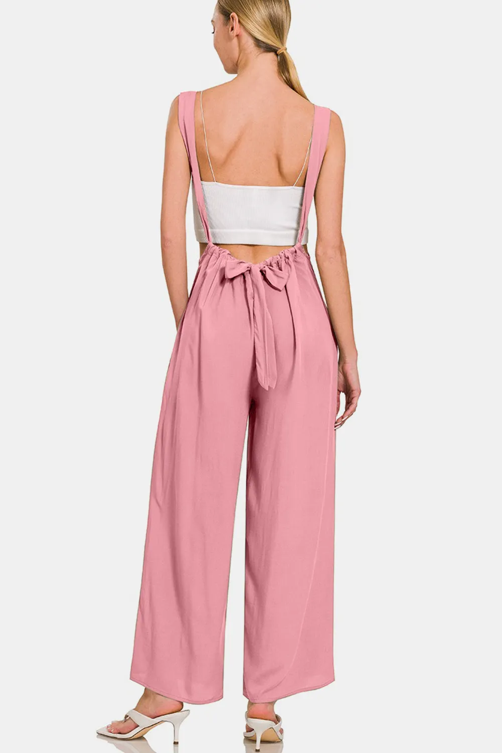 Andromeda - Wide Strap Wide Leg Overalls - Rose - Exclusively Online