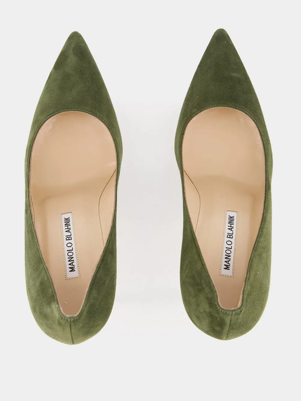 Bb Green Suede Pointed Toe Pumps