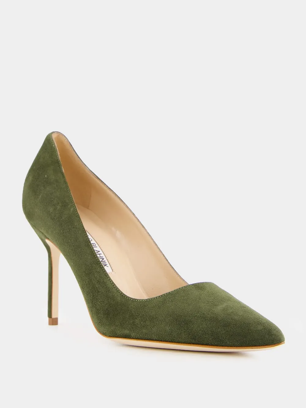 Bb Green Suede Pointed Toe Pumps