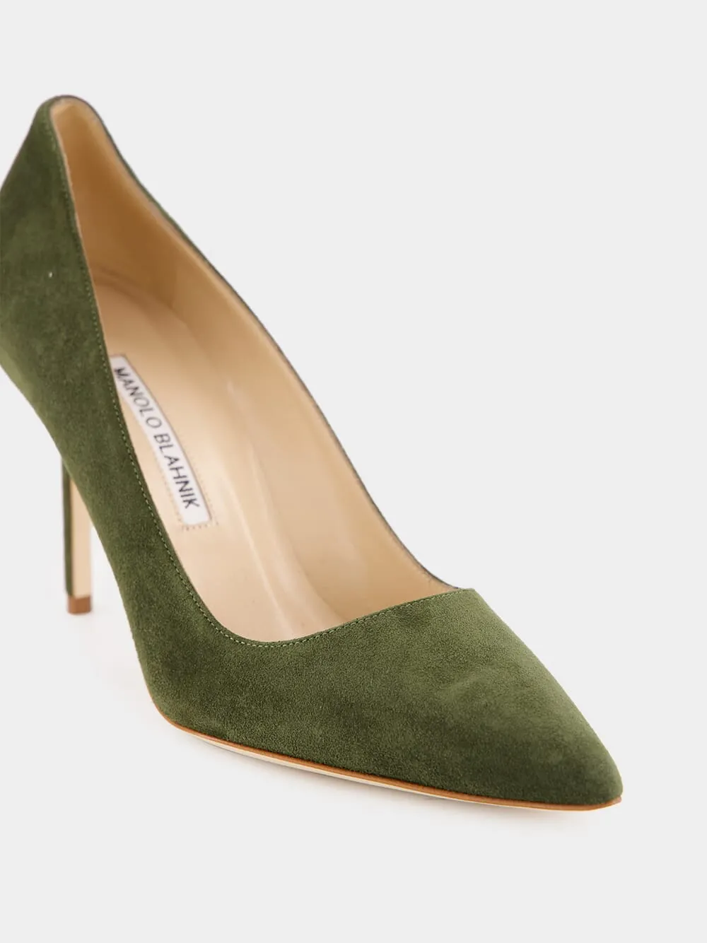 Bb Green Suede Pointed Toe Pumps