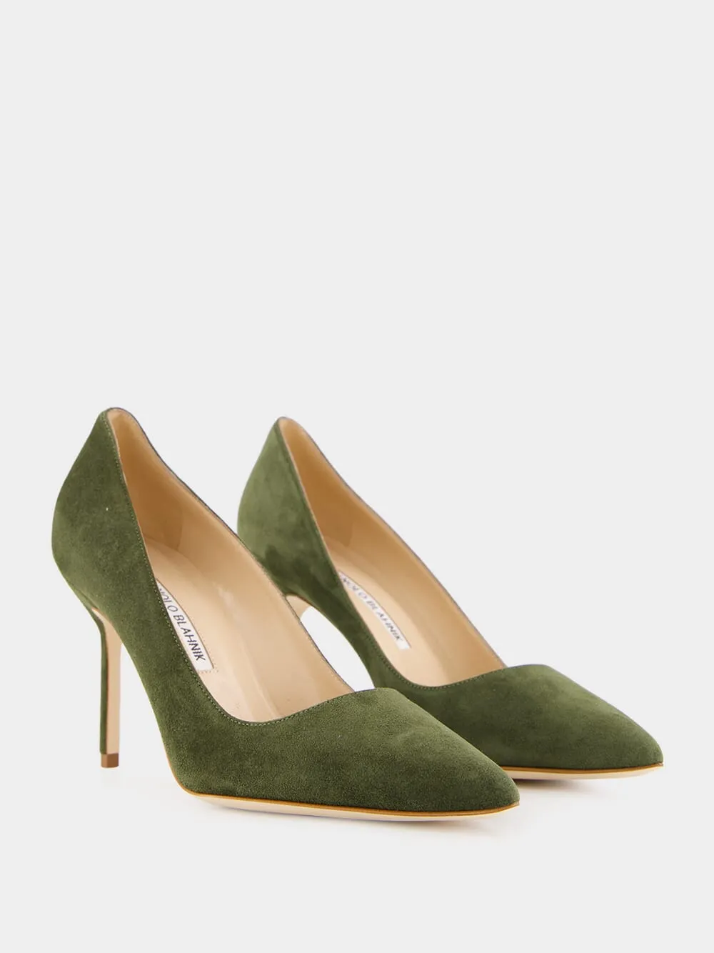 Bb Green Suede Pointed Toe Pumps