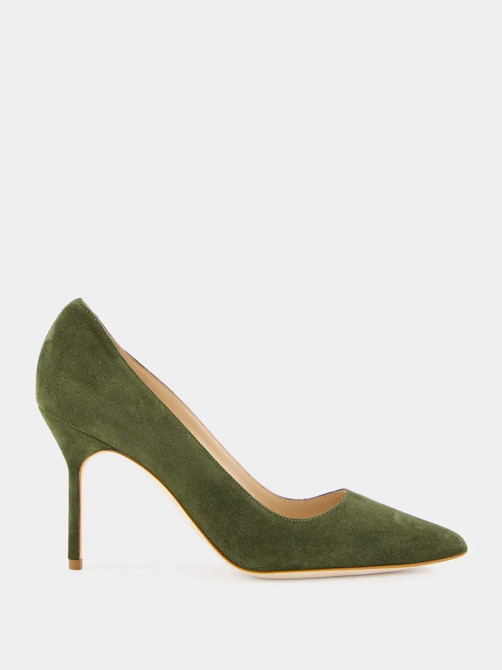 Bb Green Suede Pointed Toe Pumps