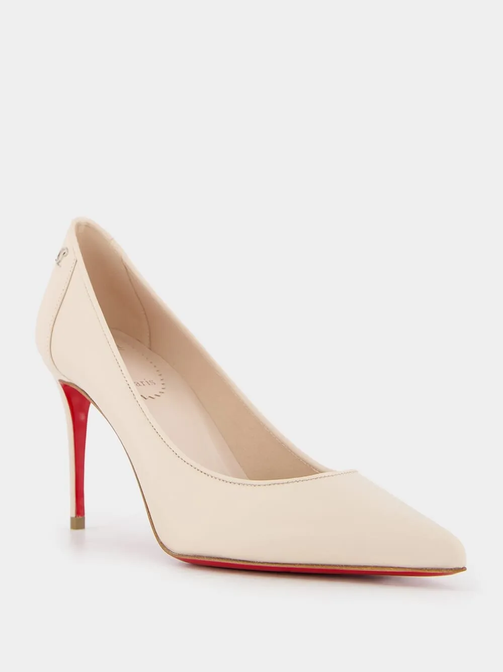 Beige Leather High Heel Pumps