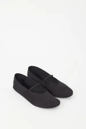 Black Satin Elastic Ballet Flat