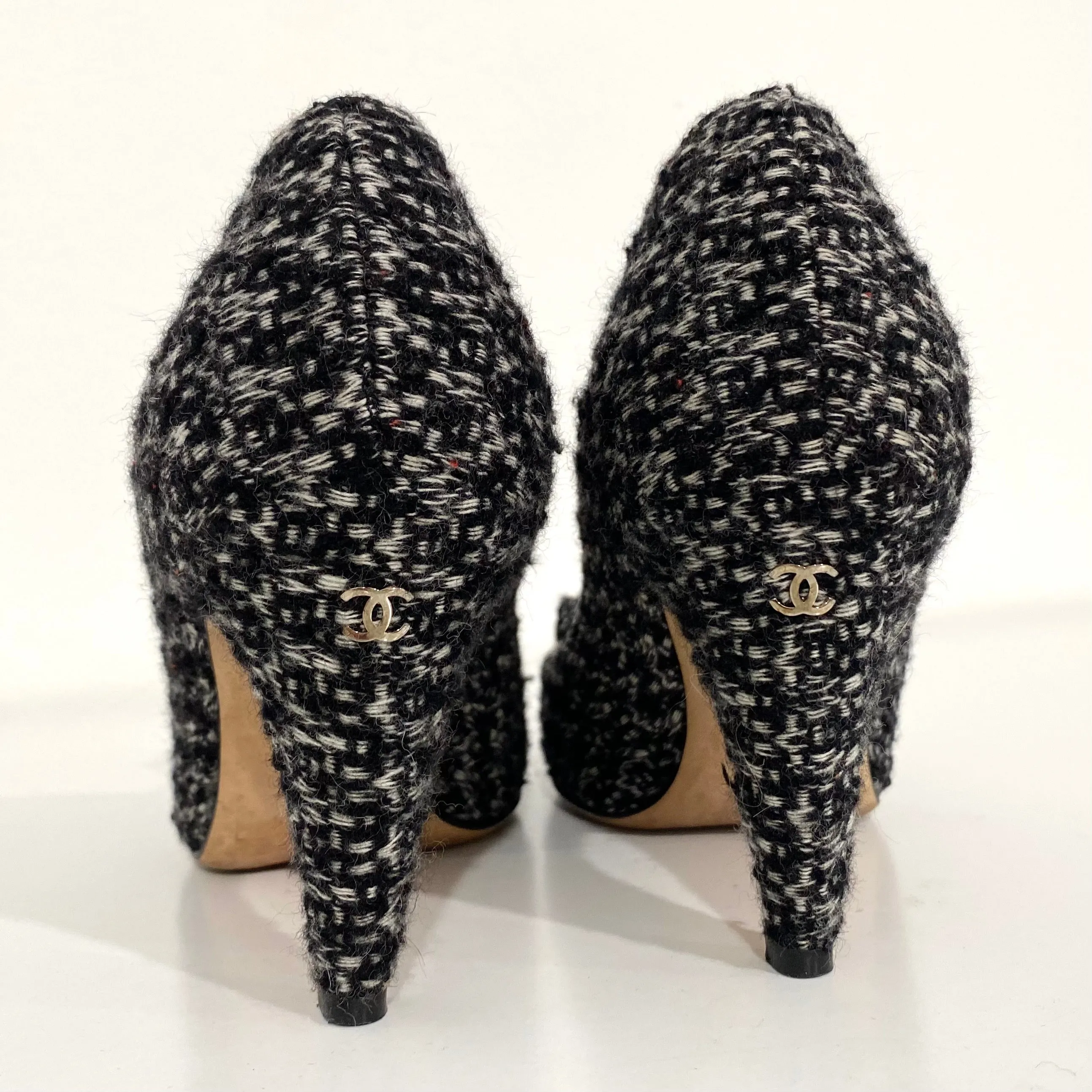 Chanel Tweed Camellia Heels