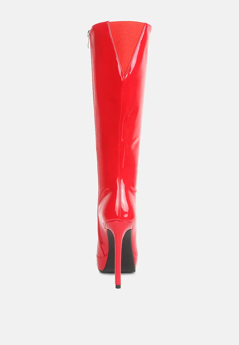 Chatton Patent Stiletto High Heeled Calf Boots