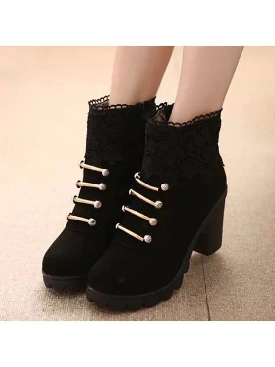 Cheap Metal Embroidery Zipper Ankle Boots