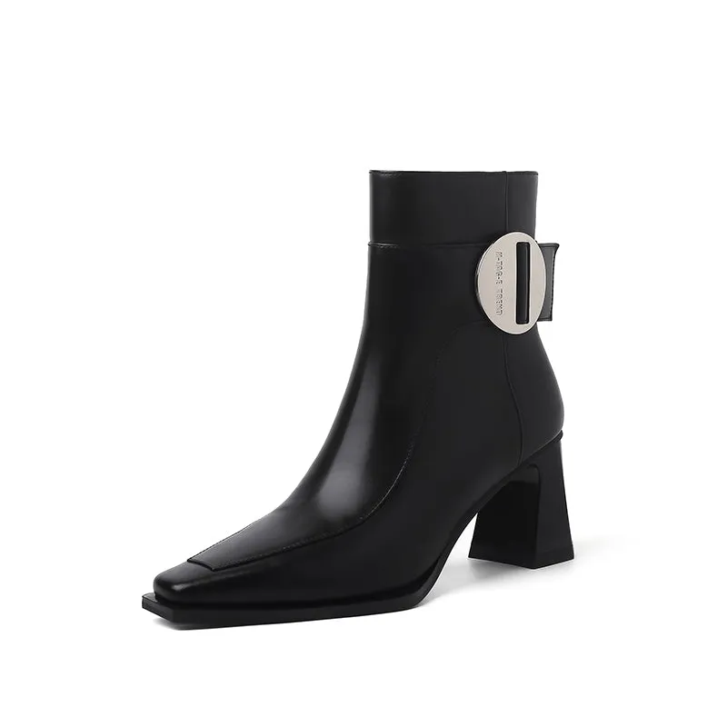 Chic Clear Chunky Heel Ankle Boots