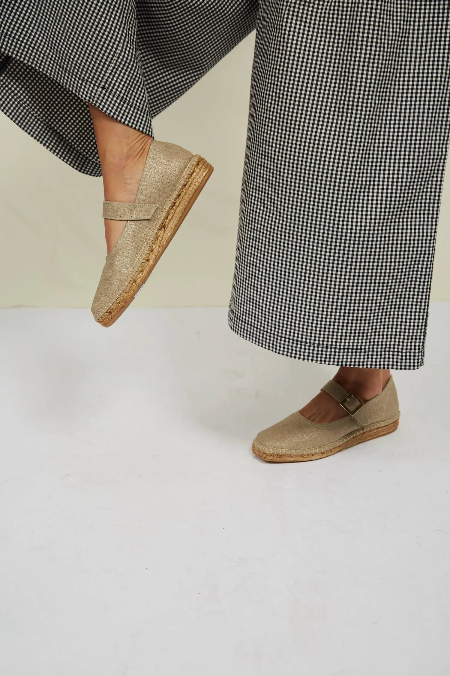 Chinchon Vegan Eco Suede & Jute Flats | Natural Linen