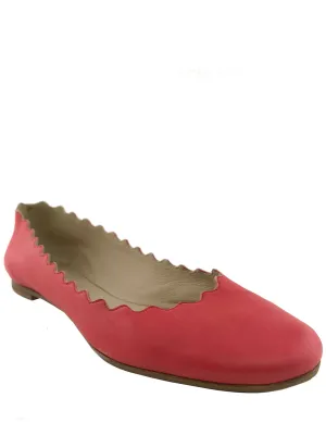 Chloe Lauren Scalloped Leather Ballet Flats Size 7.5