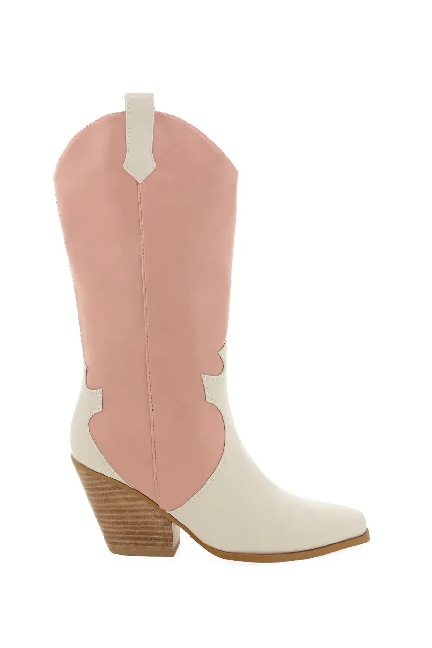 Claudette Western Boot ~ Fondant-Chalk