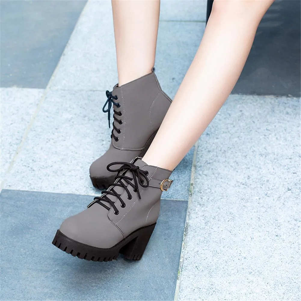 Cool Street Style Martin High Heels Ankle Boots