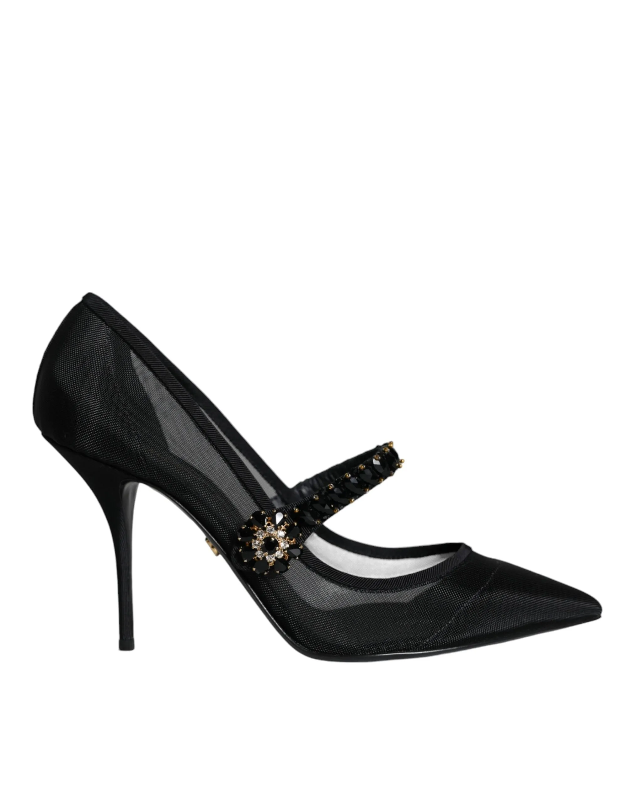 Dolce & Gabbana Mesh Mary Jane Pumps With Crystal Detail