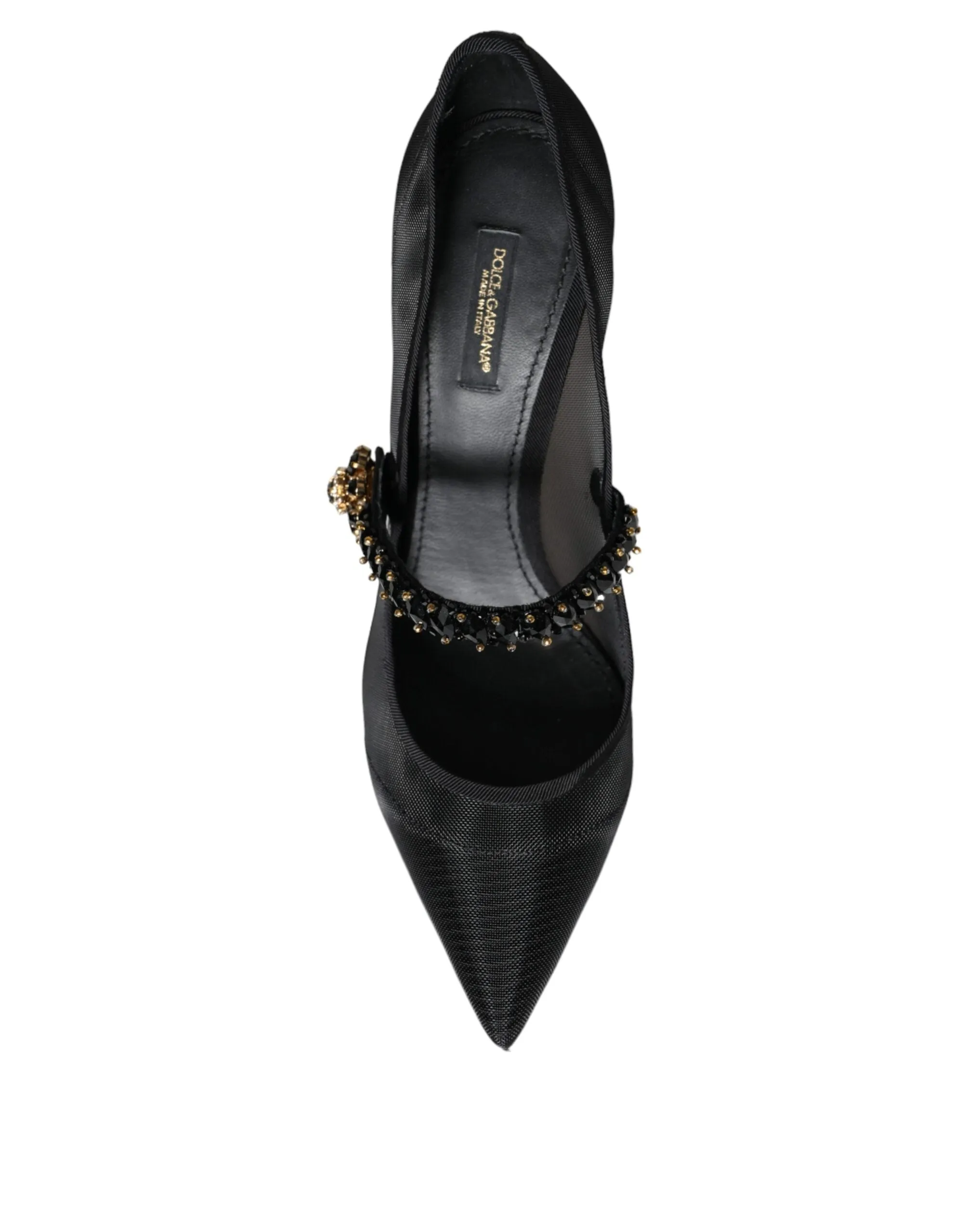 Dolce & Gabbana Mesh Mary Jane Pumps With Crystal Detail