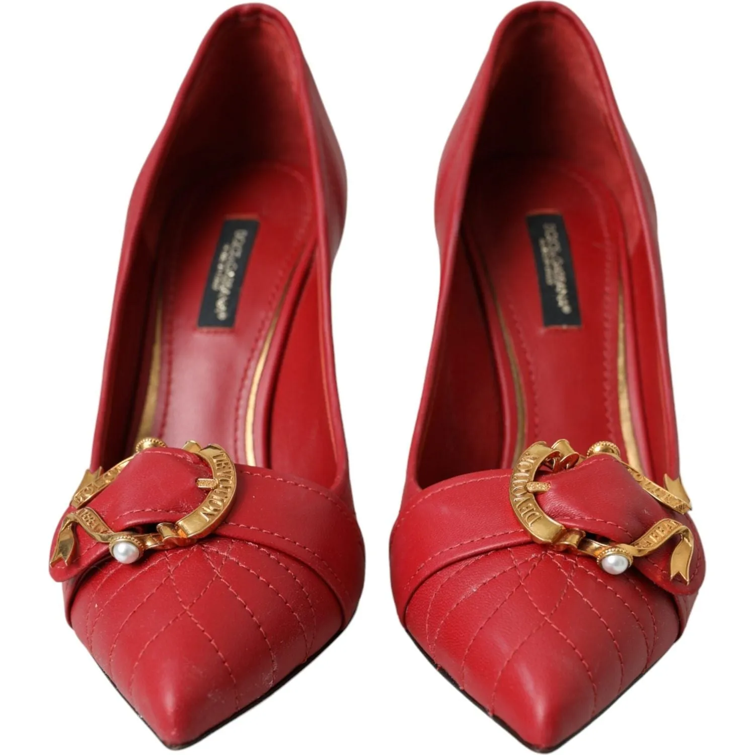 Dolce & Gabbana Red Devotion Leather Heels Pumps Shoes