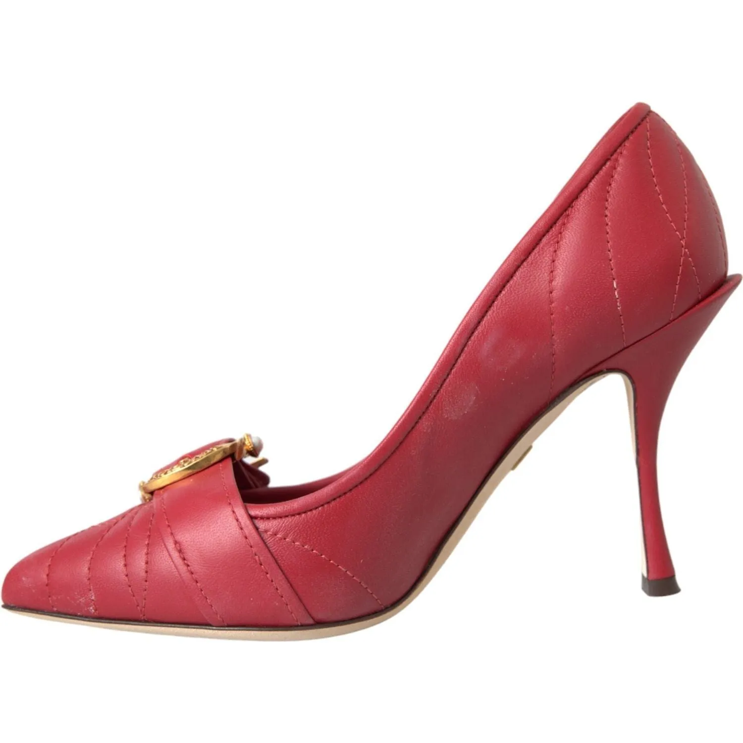 Dolce & Gabbana Red Devotion Leather Heels Pumps Shoes