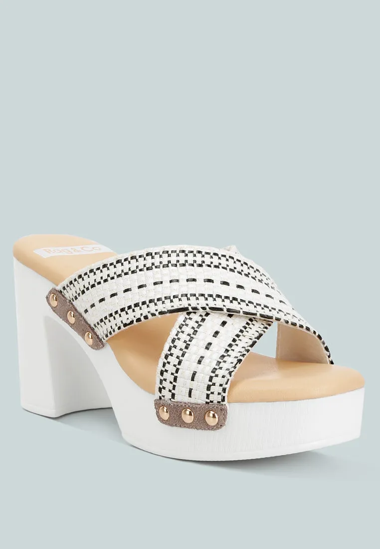 Finley Raffia High Block Heel Clogs