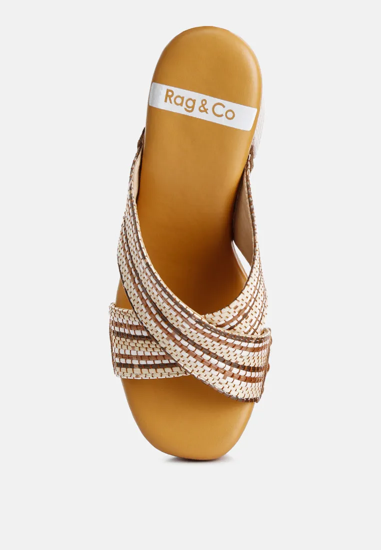 Finley Raffia High Block Heel Clogs