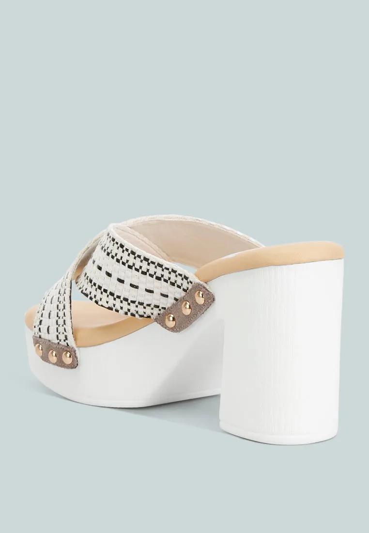 Finley Raffia High Block Heel Clogs