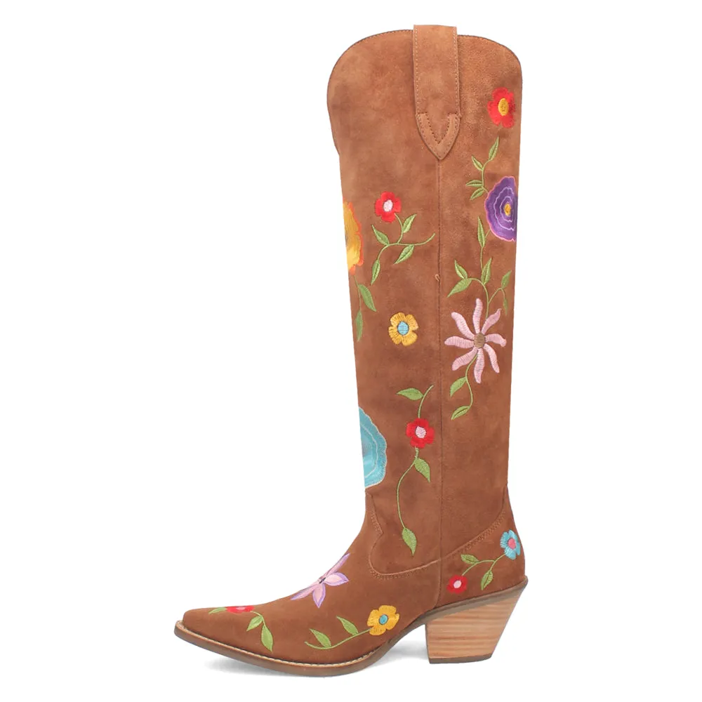 Flower Power Embroidered Floral Snip Toe Cowboy Boots