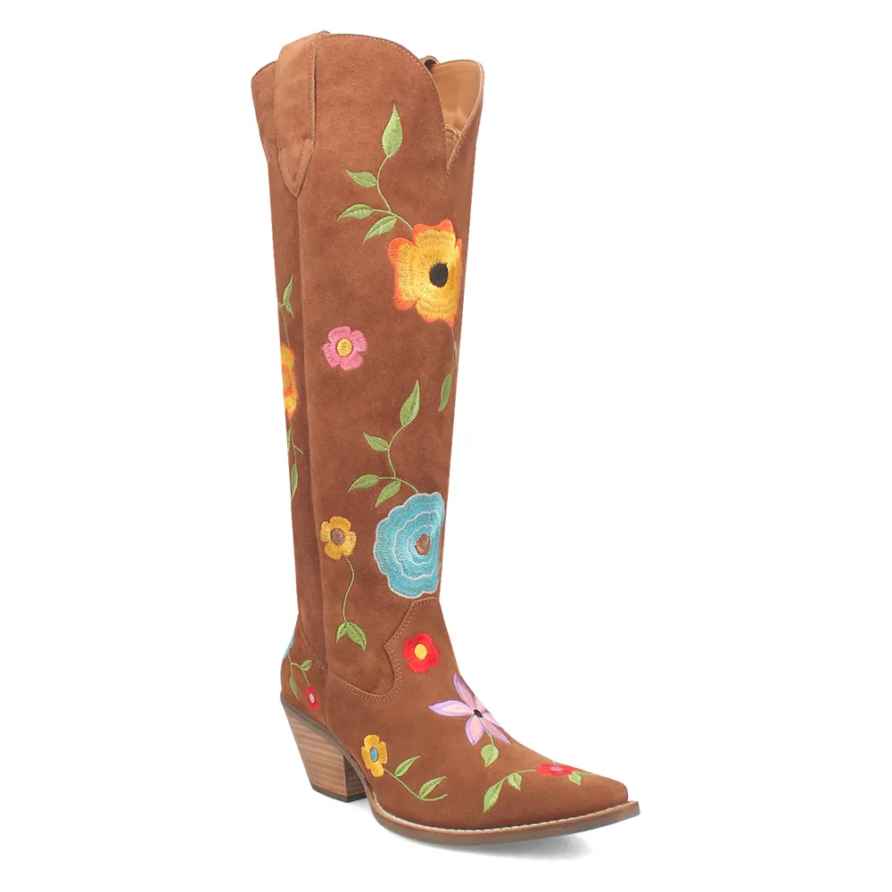 Flower Power Embroidered Floral Snip Toe Cowboy Boots