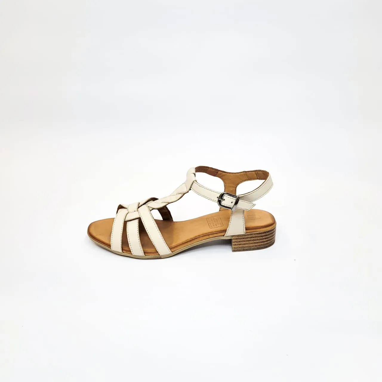 Gia nude leather t-bar ankle strap sandal