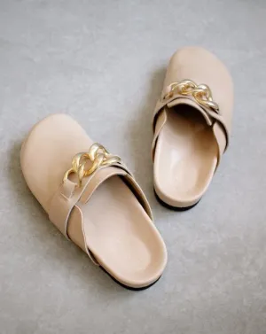 Gold Chain Clogs  | Nude