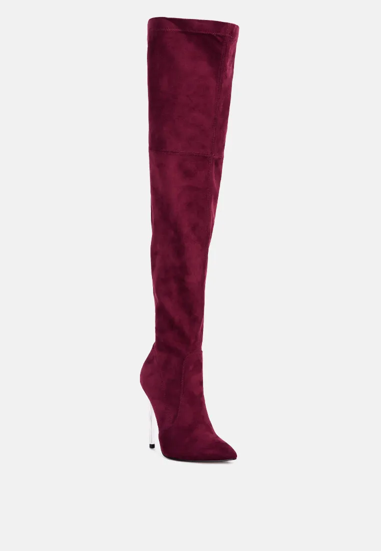 Jaynetts Stretch Suede Micro High Knee Boots