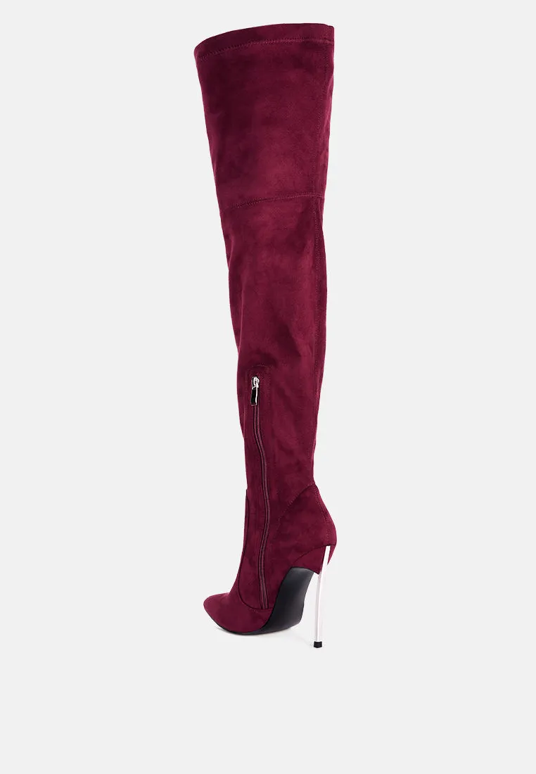 Jaynetts Stretch Suede Micro High Knee Boots