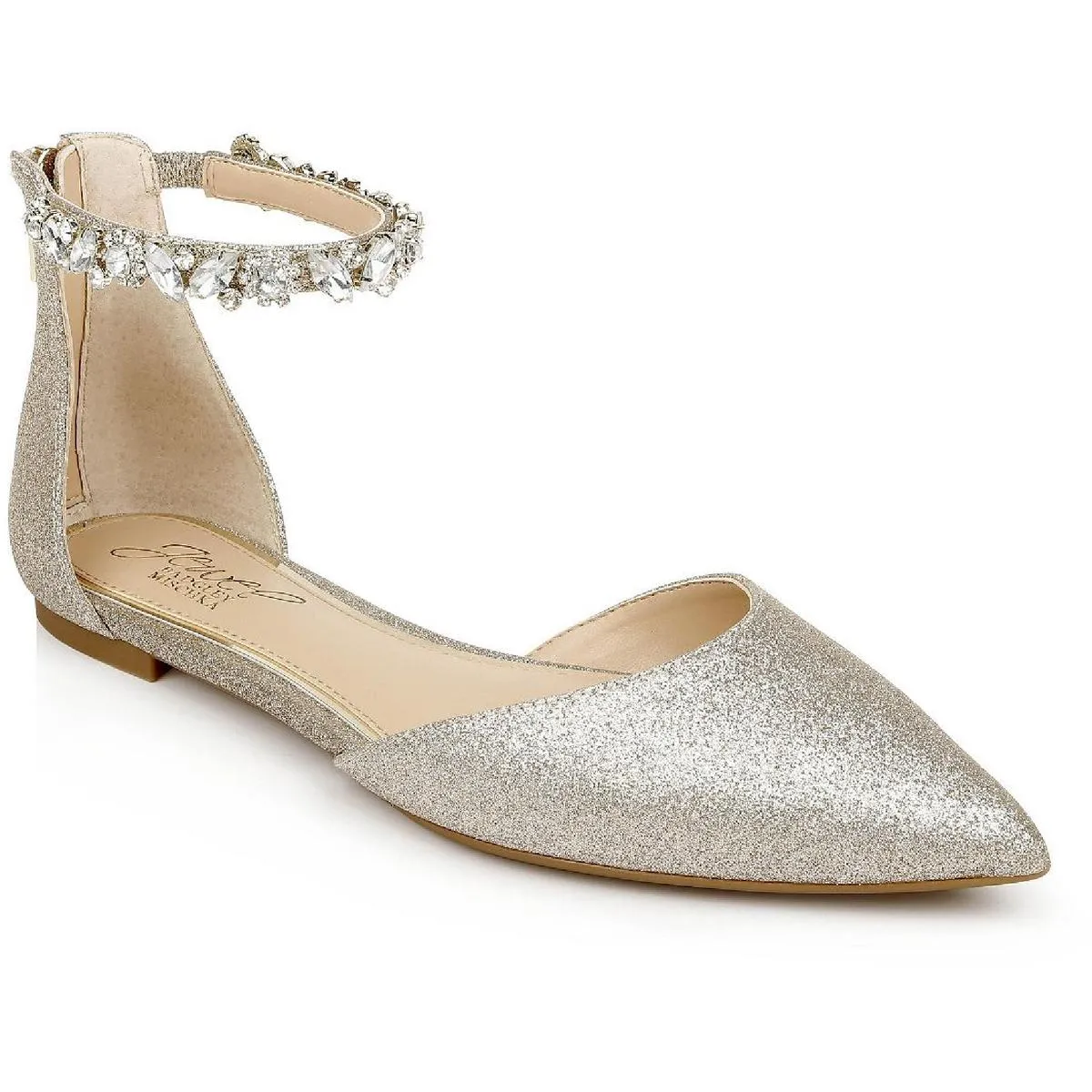 Jewel Badgley Mischka Womens Cassidy Jeweled Evening Pointed Toe Flats