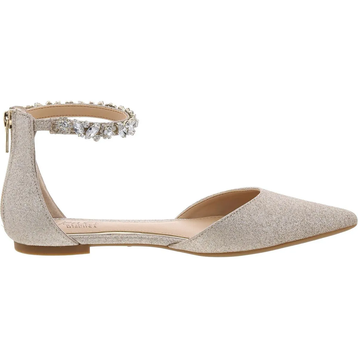 Jewel Badgley Mischka Womens Cassidy Jeweled Evening Pointed Toe Flats