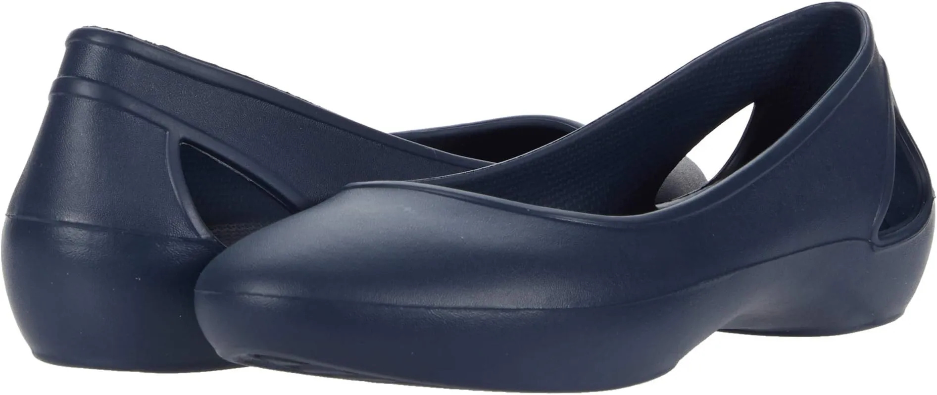 Laura Flat Crocs Ballet Shoes, navy blue