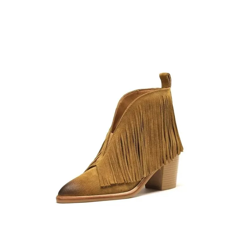 LeatherLux Autumn Chic Pointed Ankle Boots