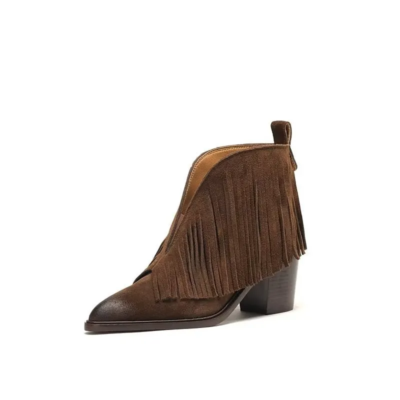 LeatherLux Autumn Chic Pointed Ankle Boots