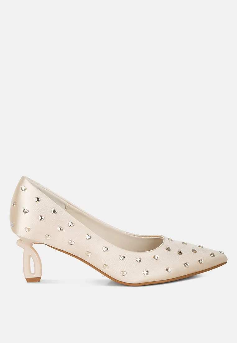 Madhara Heart-Shaped Rhinestones Pumps