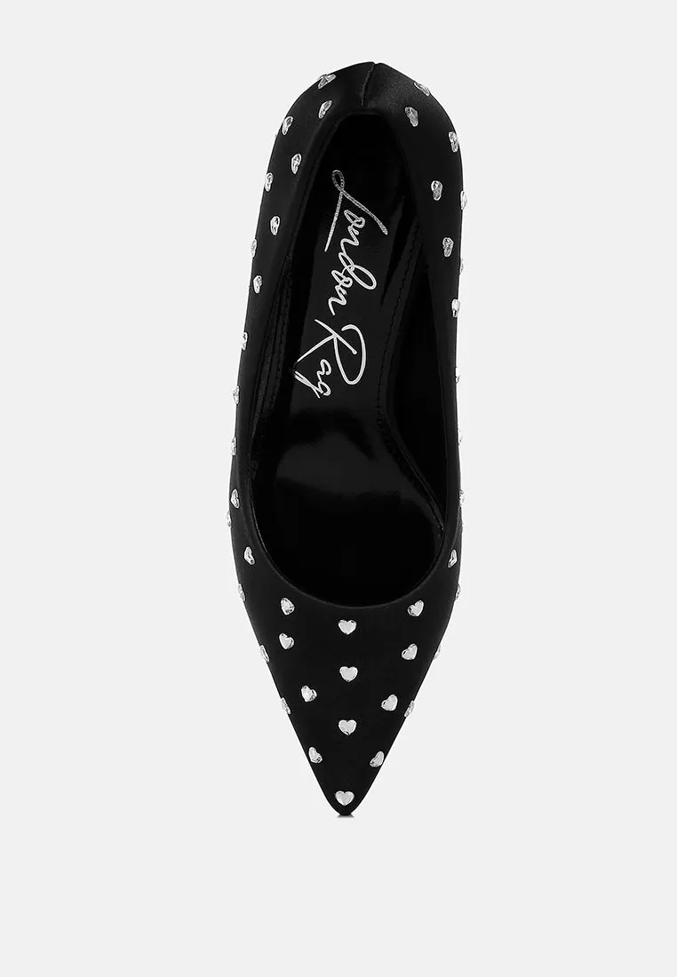 Madhara Heart-Shaped Rhinestones Pumps