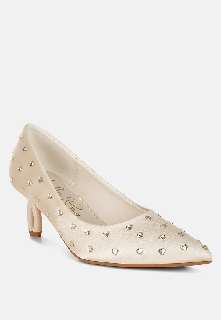 Madhara Heart-Shaped Rhinestones Pumps