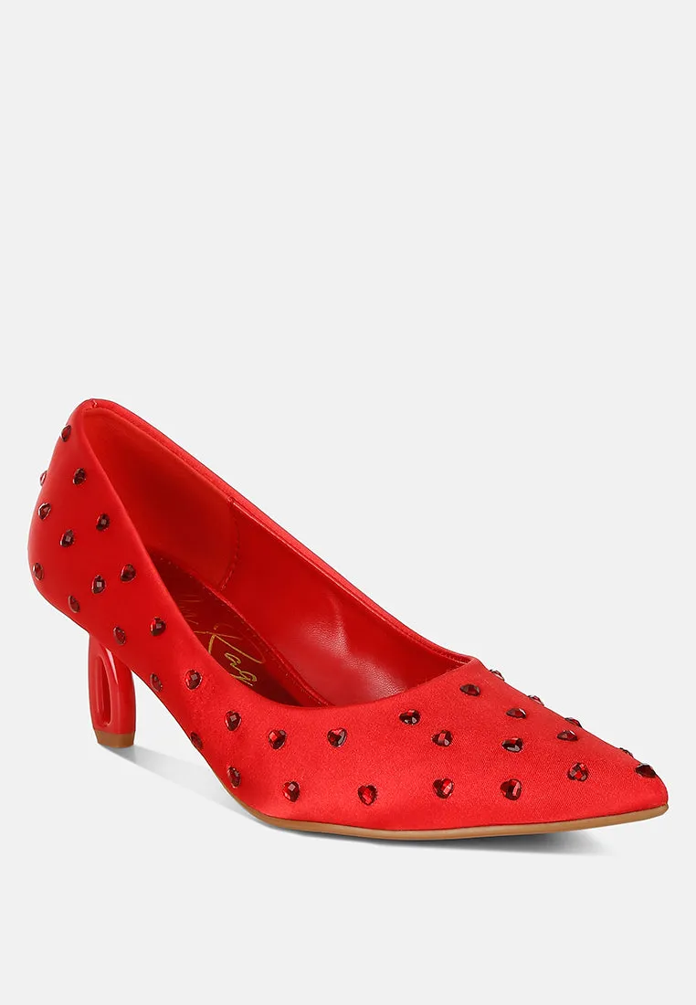 Madhara Heart-Shaped Rhinestones Pumps