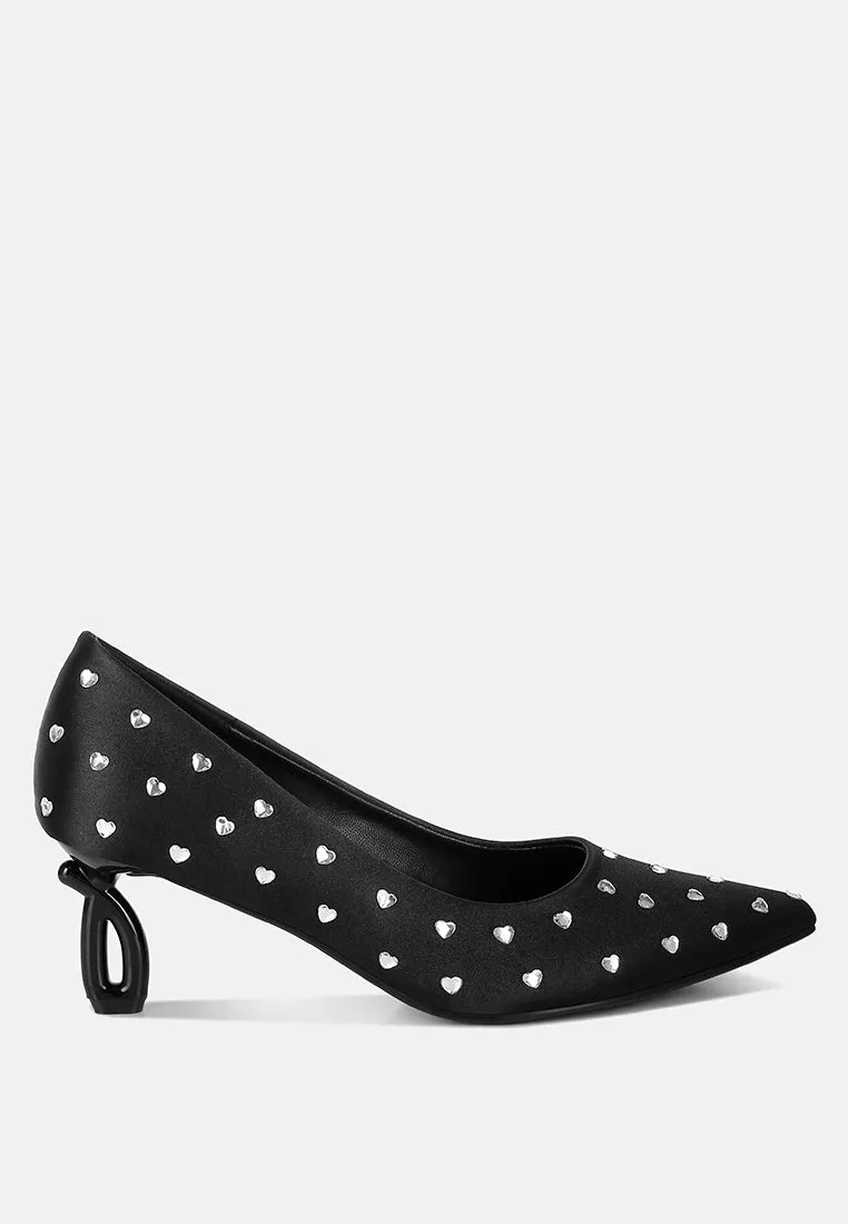 Madhara Heart-Shaped Rhinestones Pumps