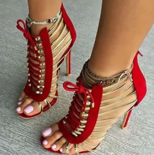 Metallic stiletto heels