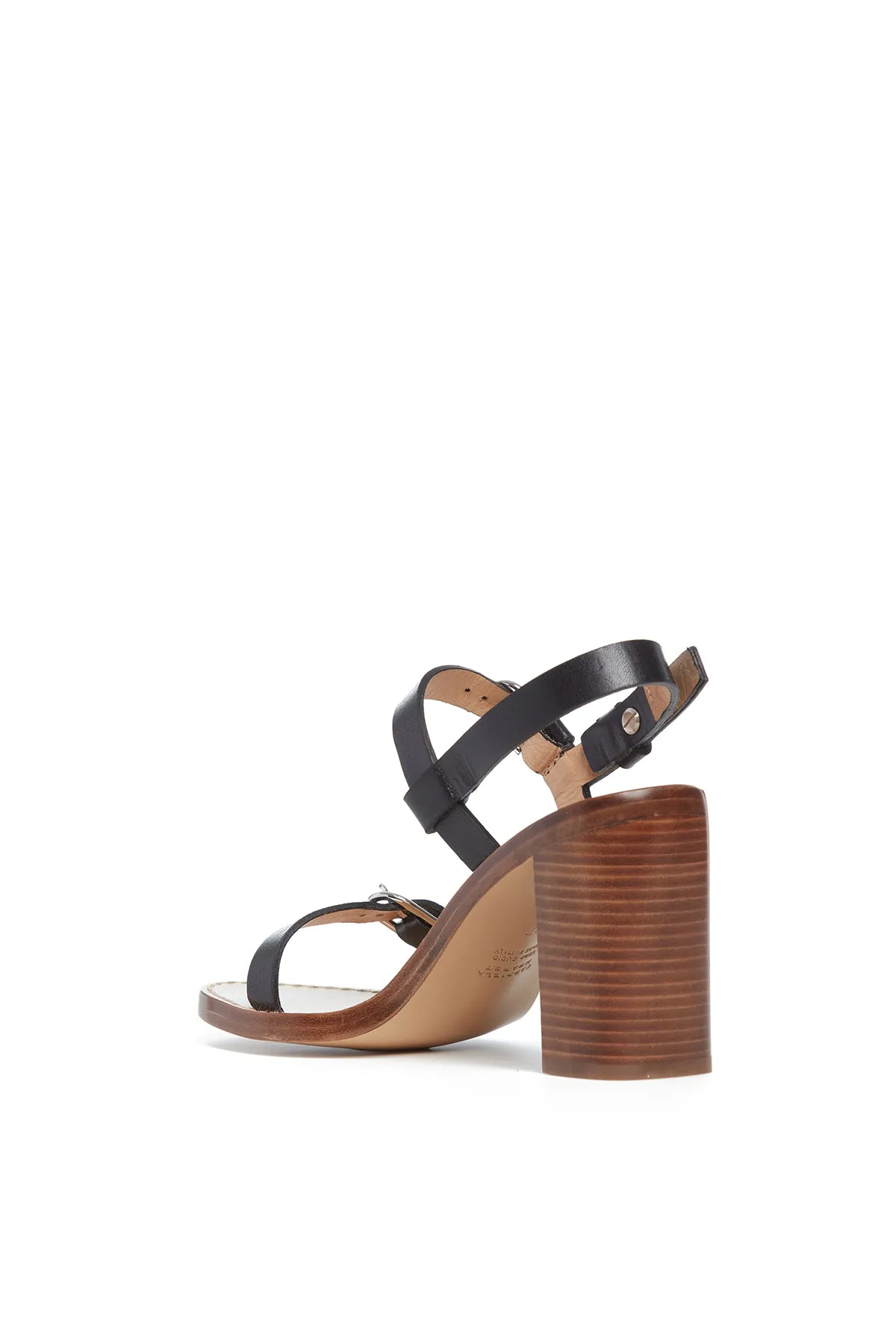 Miraya Heel Sandal in Black Leather