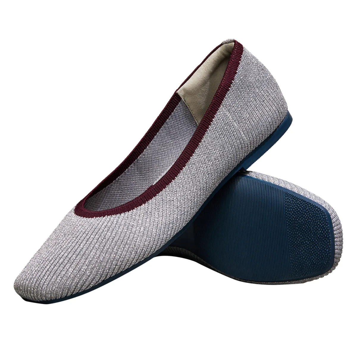 Neeman's Slip-Ons Flats for Women | Metallic Square | Silver