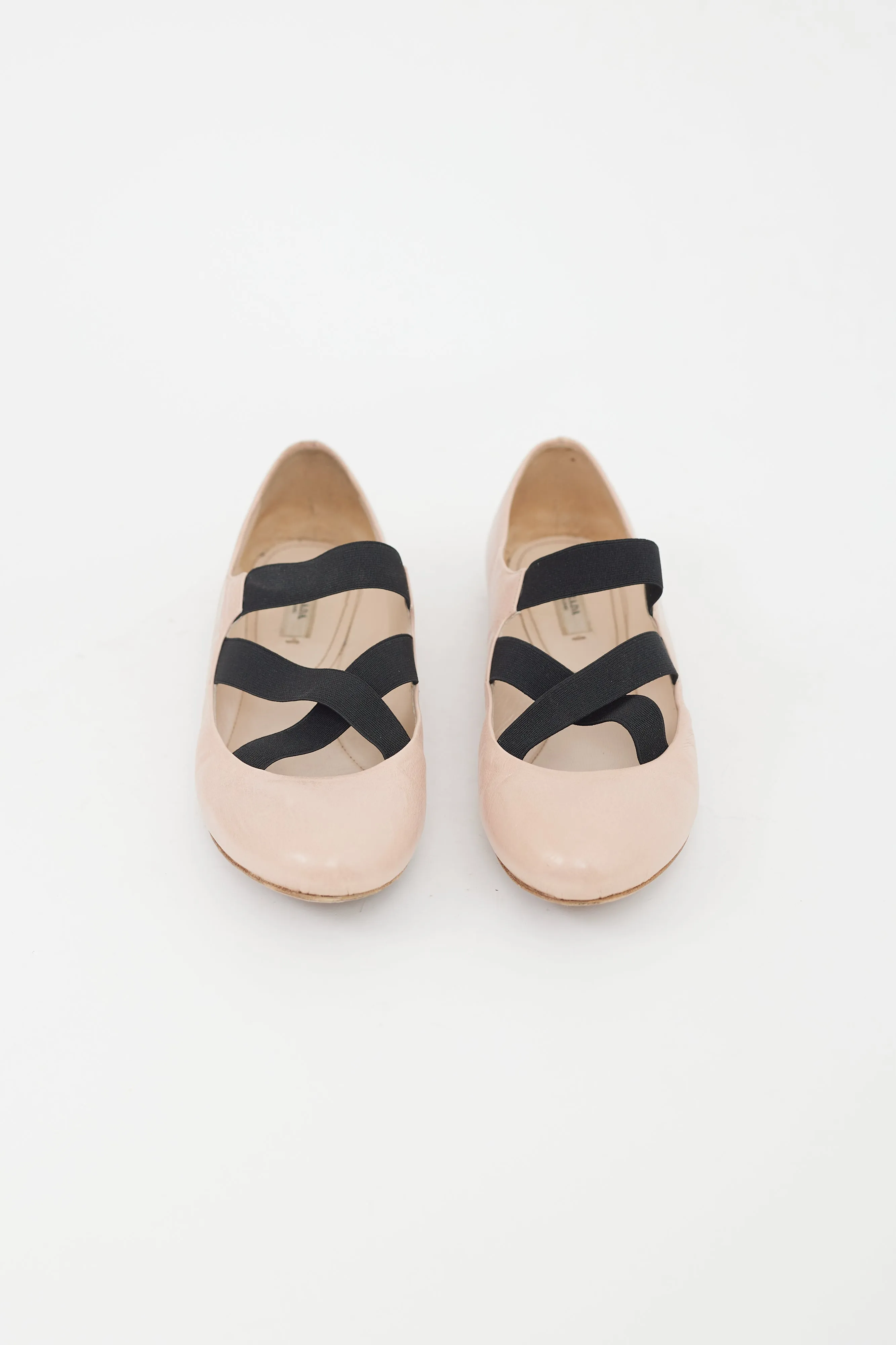 Pink & Black Leather Strappy Ballet Flat